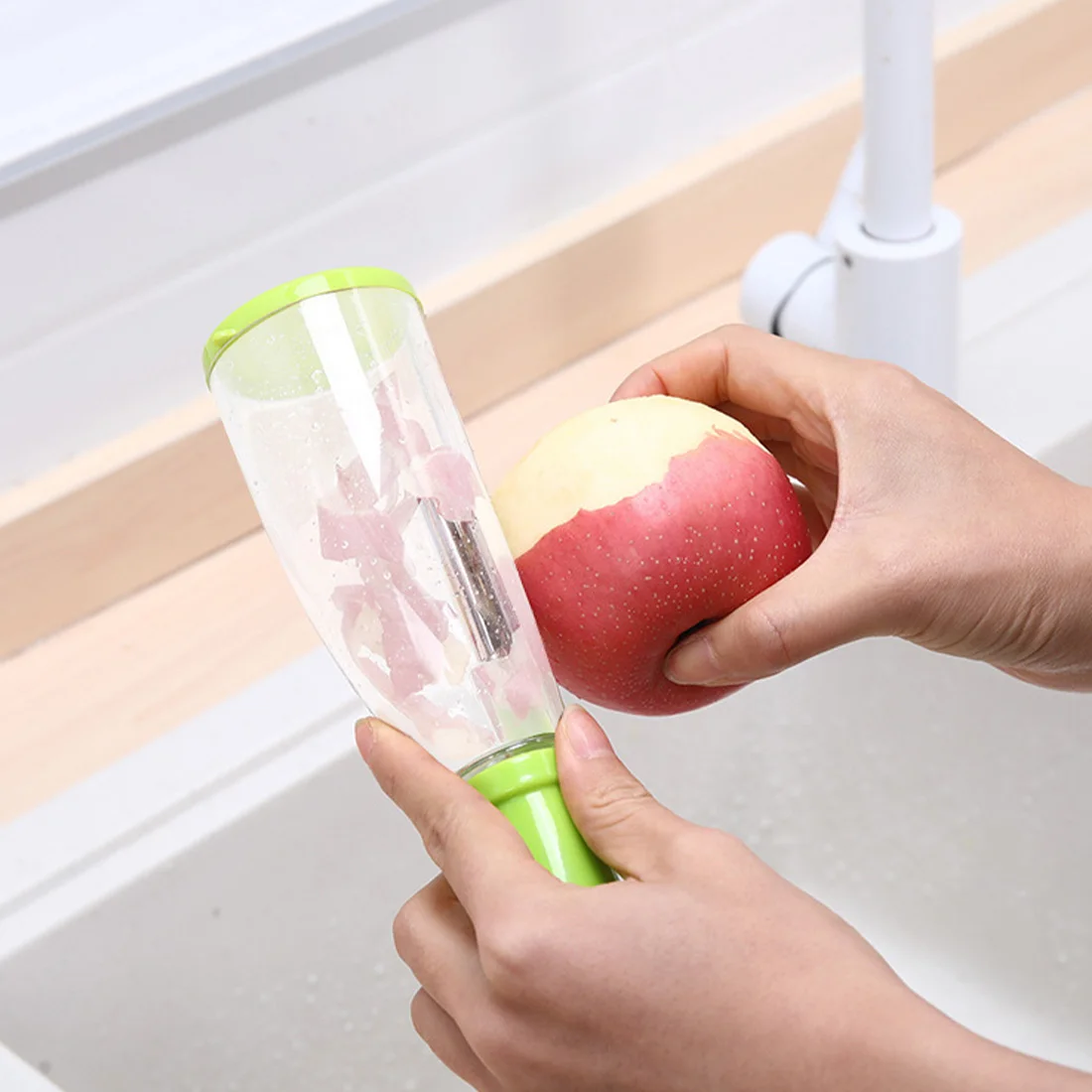

Multifunctional Storage Box Peeler Knife Peeler With Rubbish Bin Slicer Shredder Stainless Steel Vegetable Kitchen Tool Gadgets