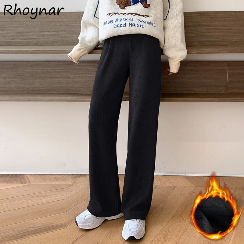 

S-3XL Pants Women Black Trouser Basic Spring New Thick Daily Schoolgirls Clothing All-match Pure Korean Fashion Pantalones Teens