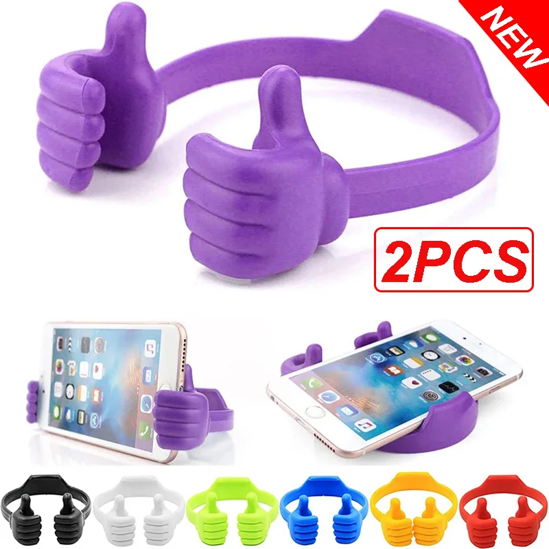 

2PCS Thumbs-up Cell Phone Holder, Adjustable plastic Phone Stand, Multi Colors Portable Desktop Stand for iPhone Xiaomi Samsung