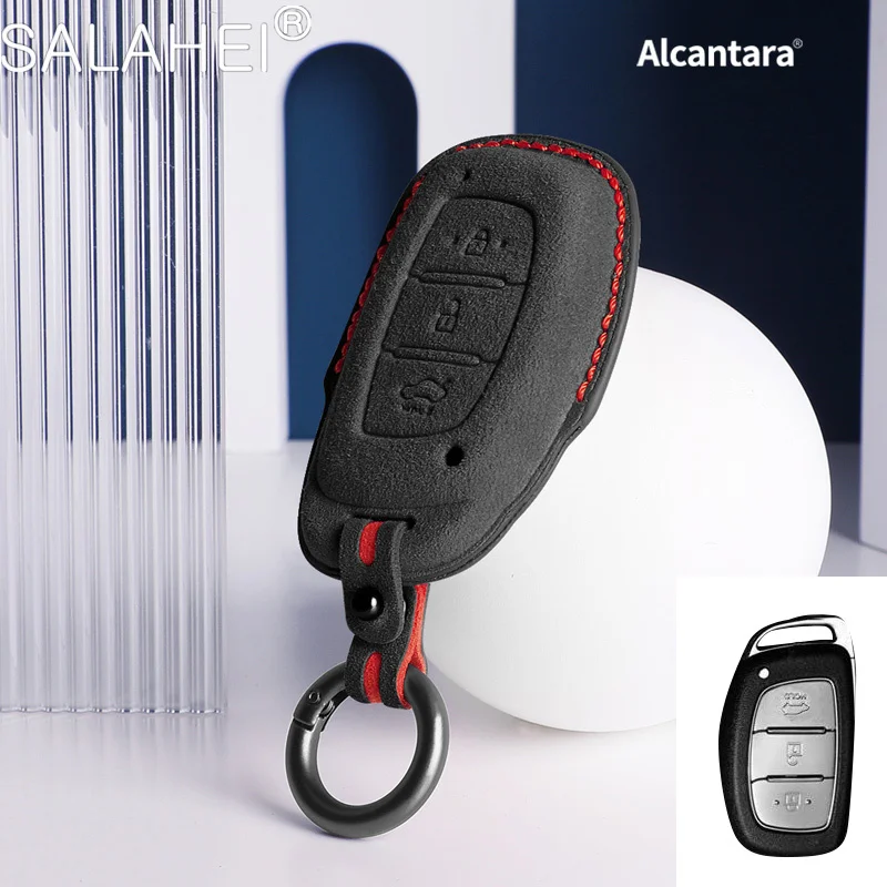 

Alcantara Suede Car Key Case Cover Shell For Hyundai I30 IX35 I40 Ix25 IX45 Tucson Verna Sonata Elantra Santa Fe Reina Accessory