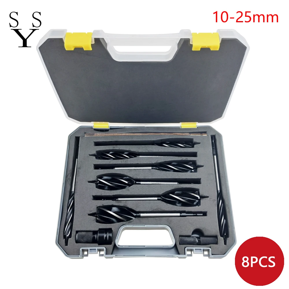 

8Pcs 10-25mm 6.35mm Hex Handle Twist Drill Bit Sets Hole Saw Woodworking Tools for Softwood Hardwood Plastic Rubber