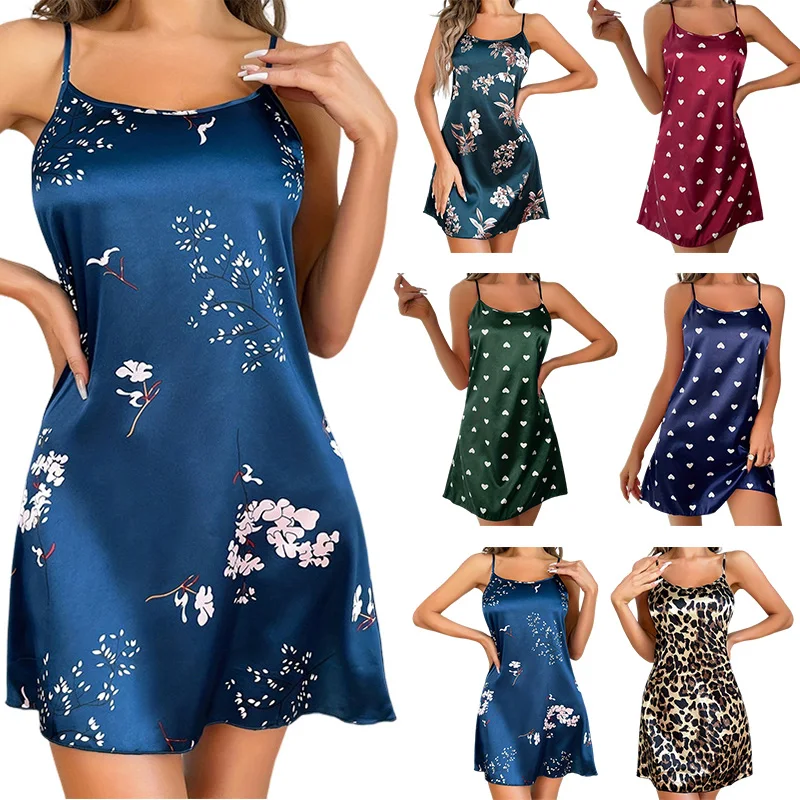 Женская пикантная Ночная рубашка на бретельках женские ночные рубашки с принтом