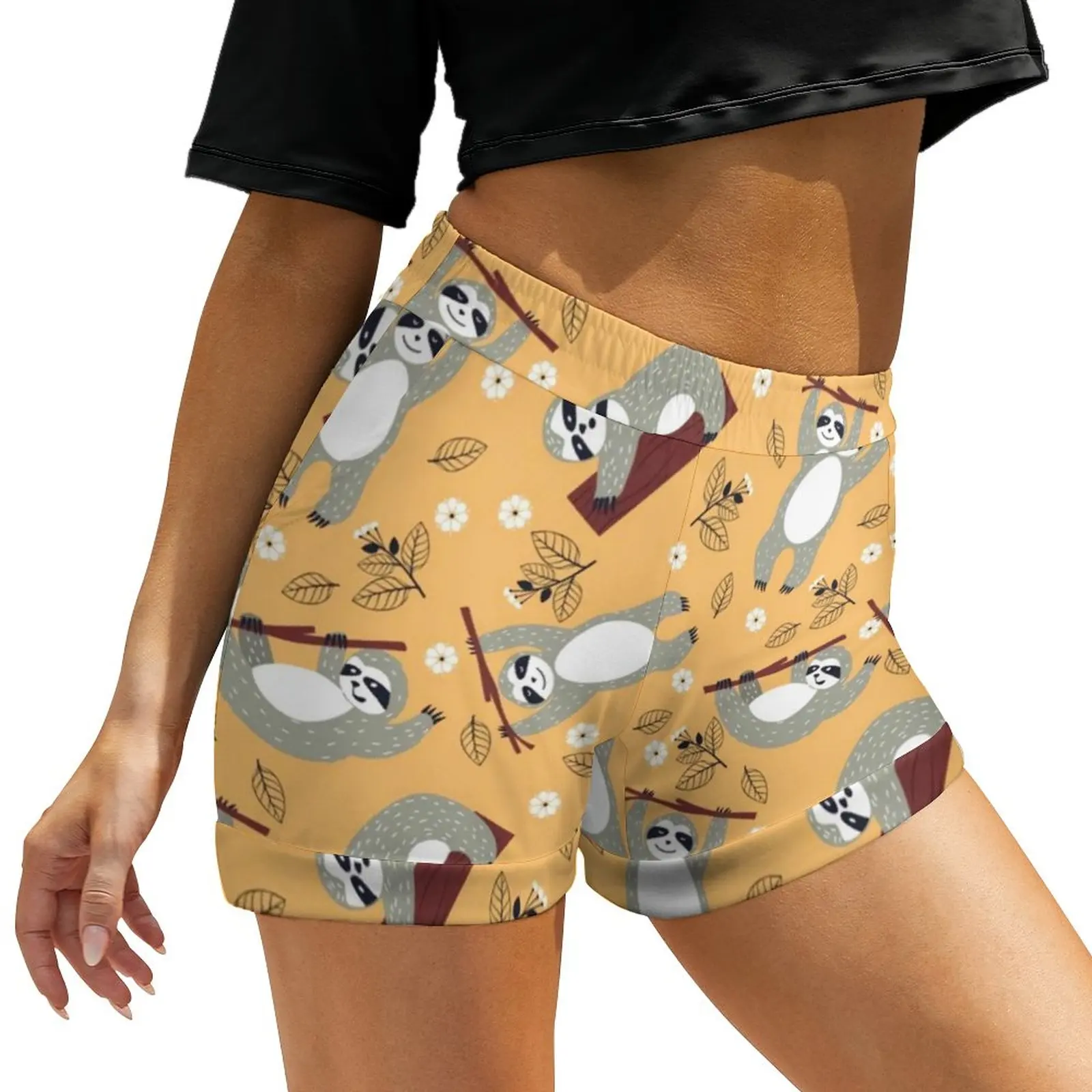 

Cute Sloth Shorts Happy Animal Print Oversized Street Style Shorts Harajuku Short Pants Women Print Bottoms