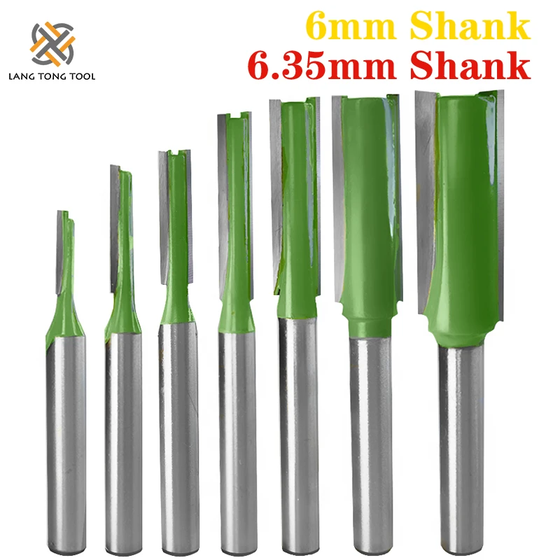 7Pcs 6mm/6.35mm Shank Single Double Flute Straight Bit Milling Cutter for Wood Tungsten Carbide Router Woodwork Tool LT013 - купить по