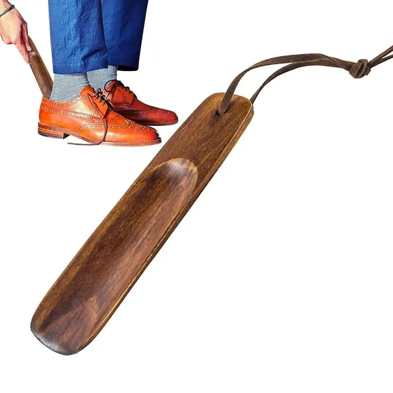 Professional Wooden Shoe Horn Flexible Long Handle Shoehorn Useful Shoe Lifter Shoe Assist Tool For Travel