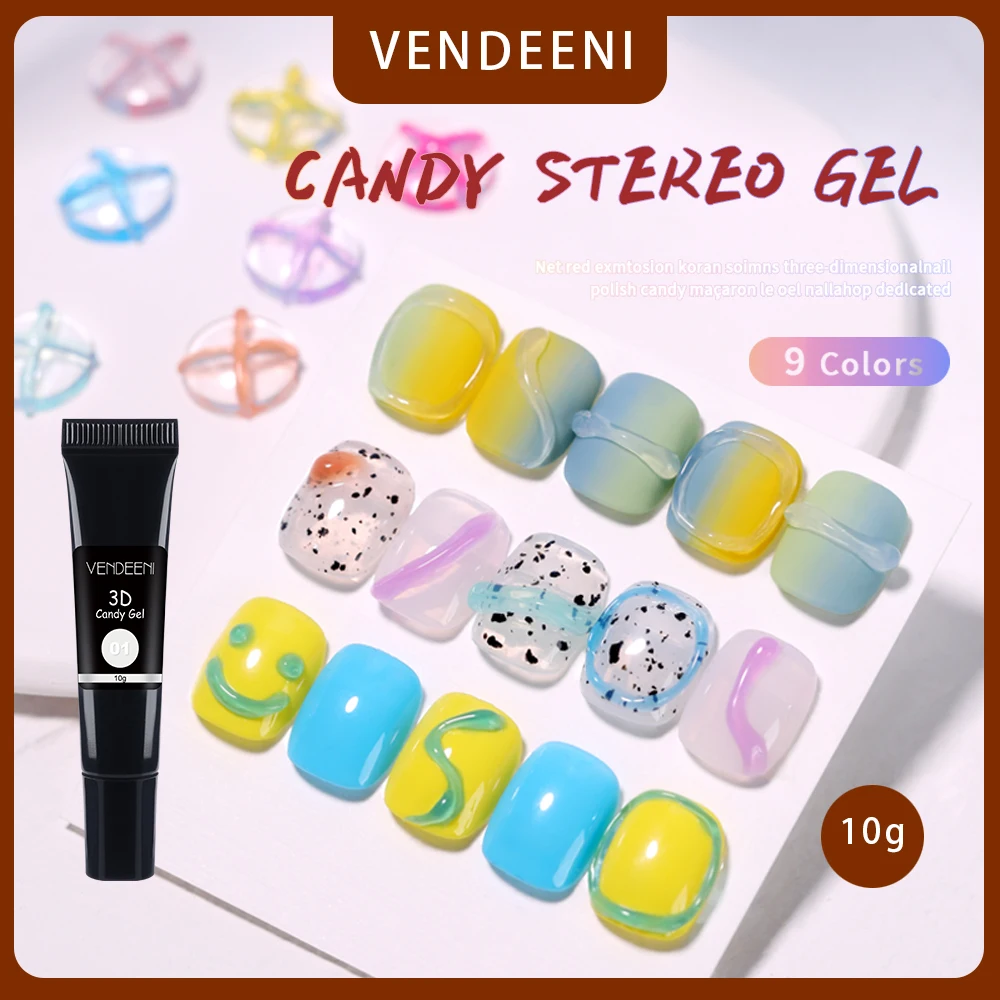 

Vendeeni 10 г твердые конфеты жевательный гель-лак 3D моделирование Shap стереоскопический гель замочить от УФ-светодиодный прозрачный гель для но...