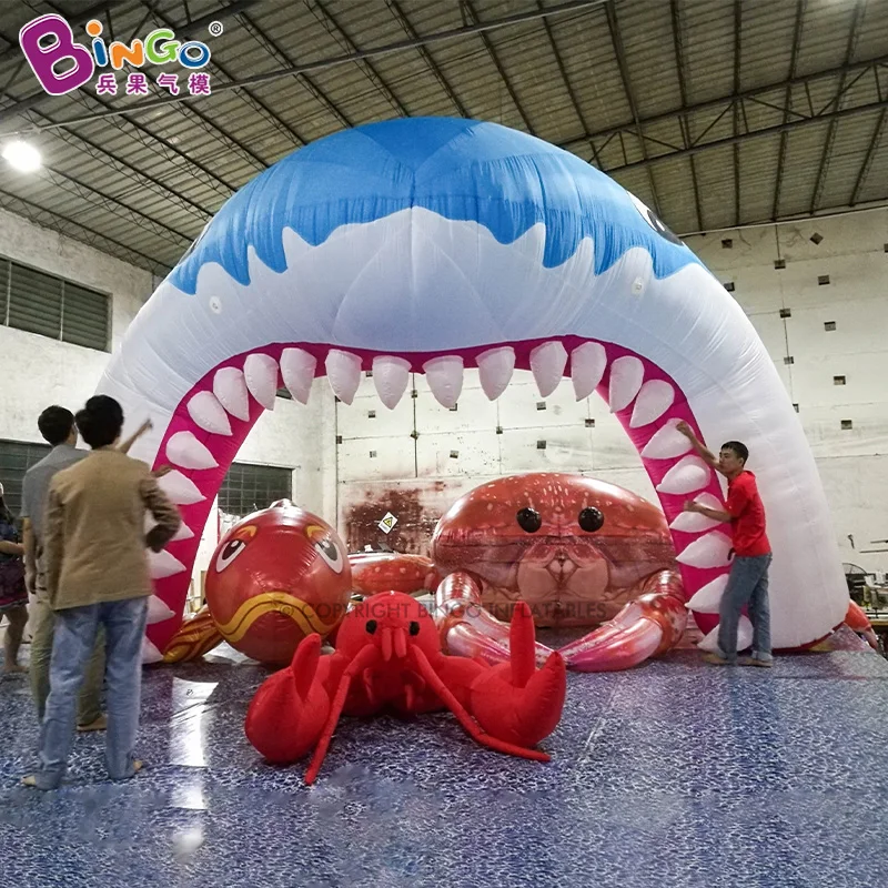 Гигантский надувной арка в виде акулы большой воздушный шар с изображением рыбы