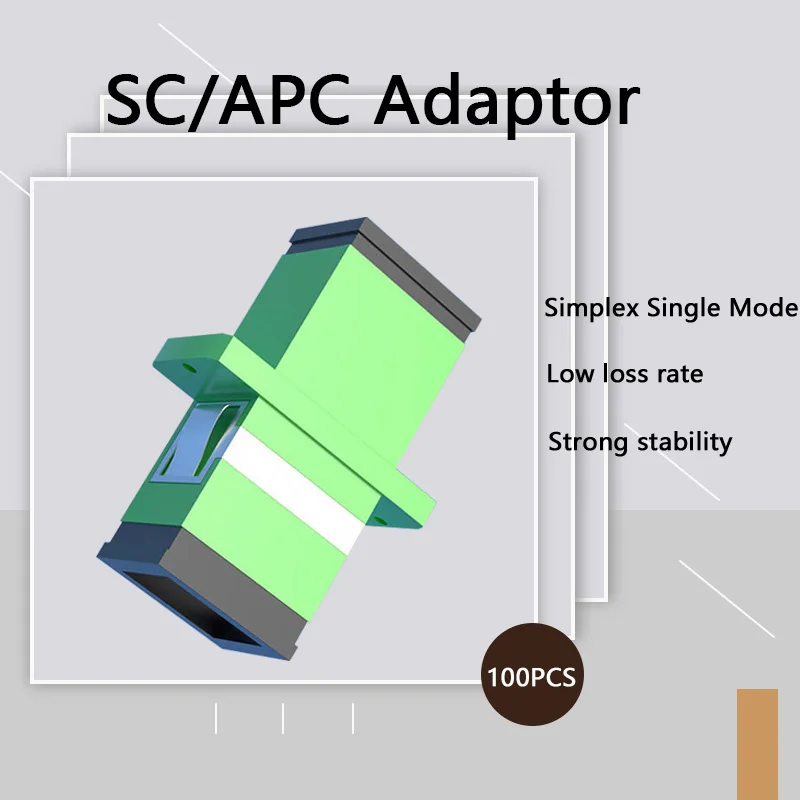 100pcs/Lot SC/APC Adaptor New SC Female Fiber Optic Simplex Single Mode SC Flange with Flange Plastic Fiber Coupler