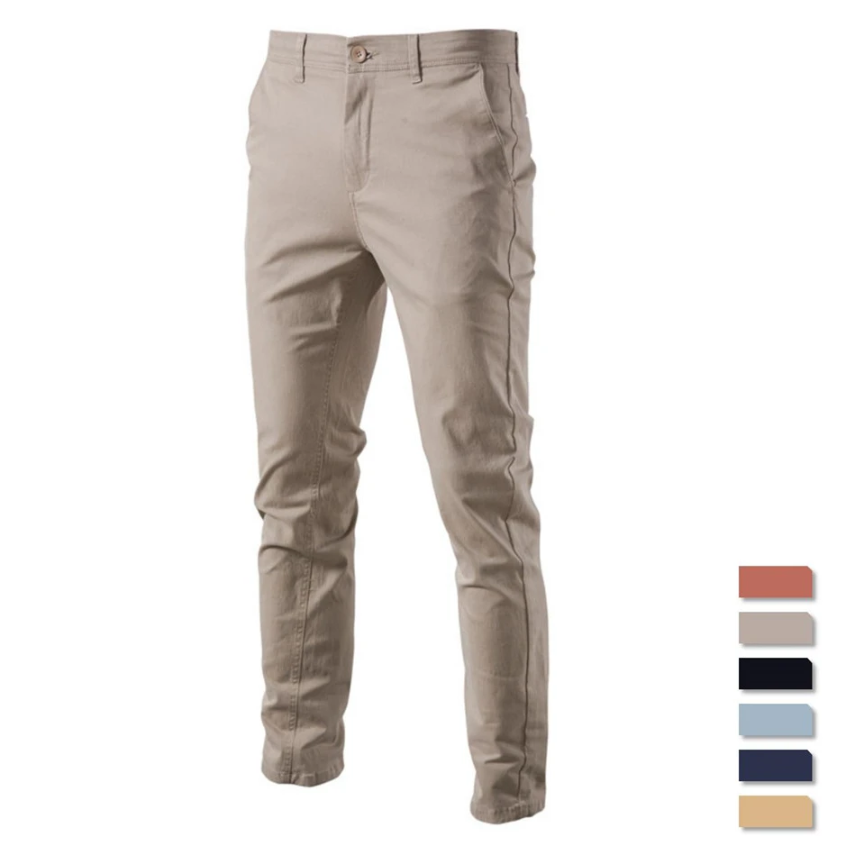 

Casual Cotton Men Trousers Solid Color Slim Fit Men's Pants New Spring Autumn High Quality Classic Business Pants Men