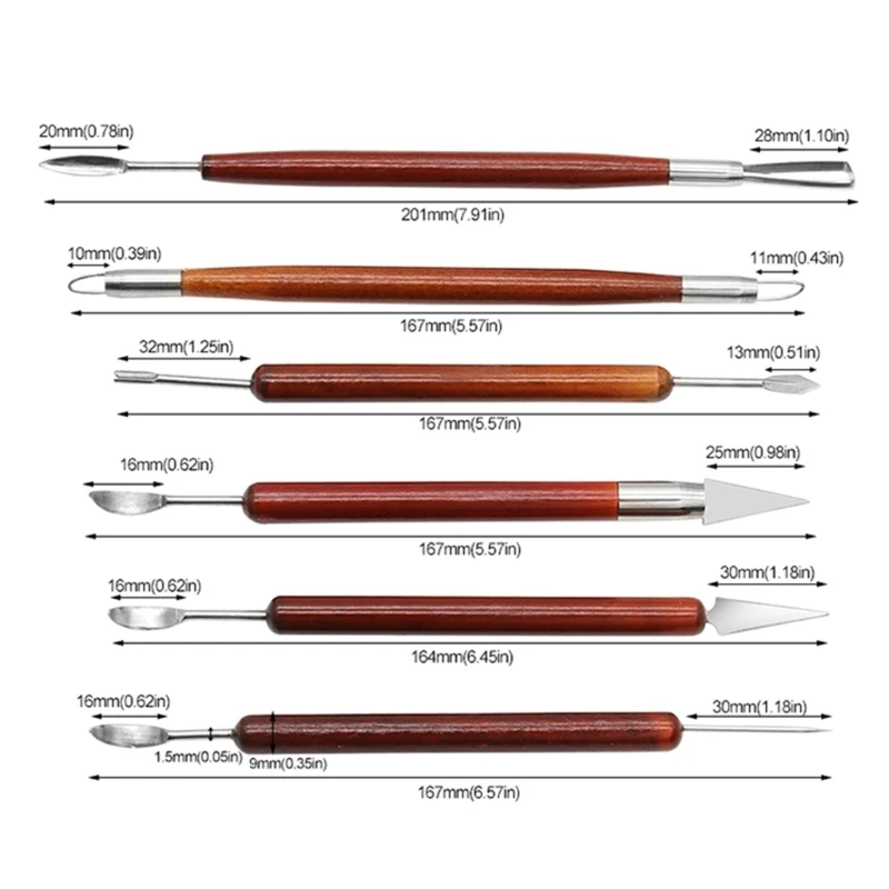 28GF Инструмент для лепки керамики 6 предметов детальных керамических скульптур