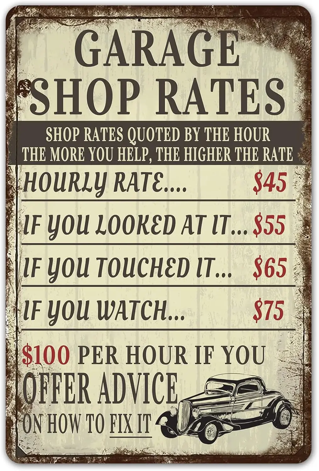 Vntge Grge Shop Rtes Metl Sgn Mn Cve Decor Gft Mechnc Pops ccessores Br Tn Sgns Workshop Dds Wll Funny 8 x 12 nch