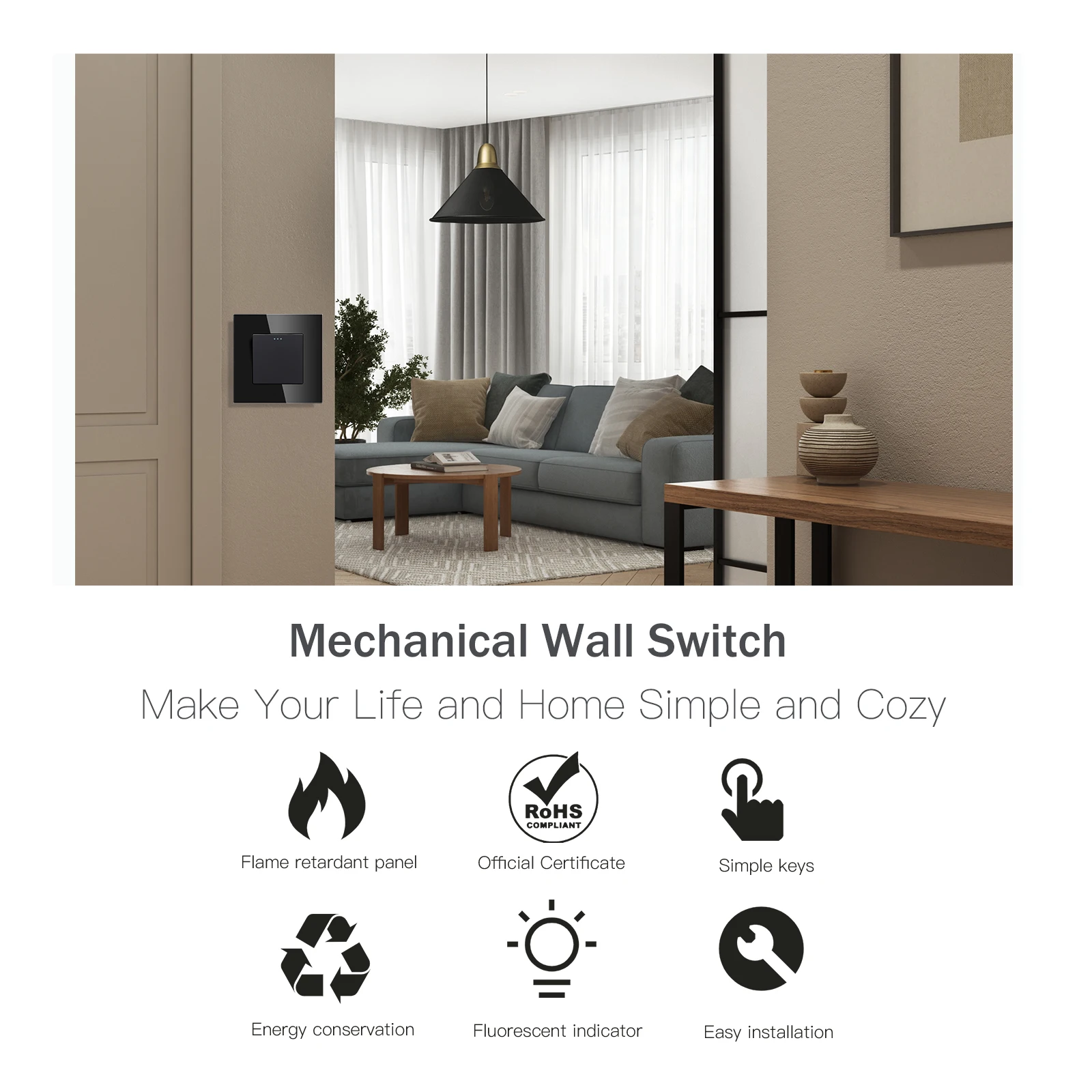 Настенные автоматические переключатели BSEED 1/2 клавиши 1 канал стеклянные