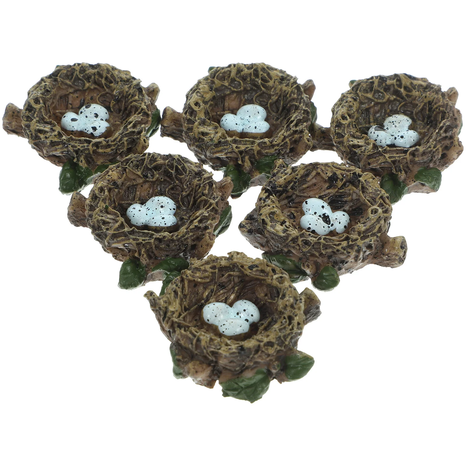 

6 Pcs Supplies Home Accessories Simulated Birds Nest Decors Miniature Resin Ornament Birds' Photo Props Model