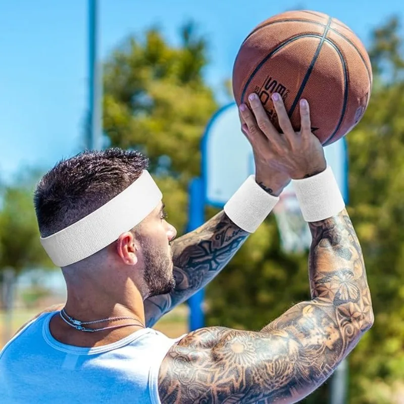 Однотонная спортивная повязка на голову головной убор для бега поглощающая Пот