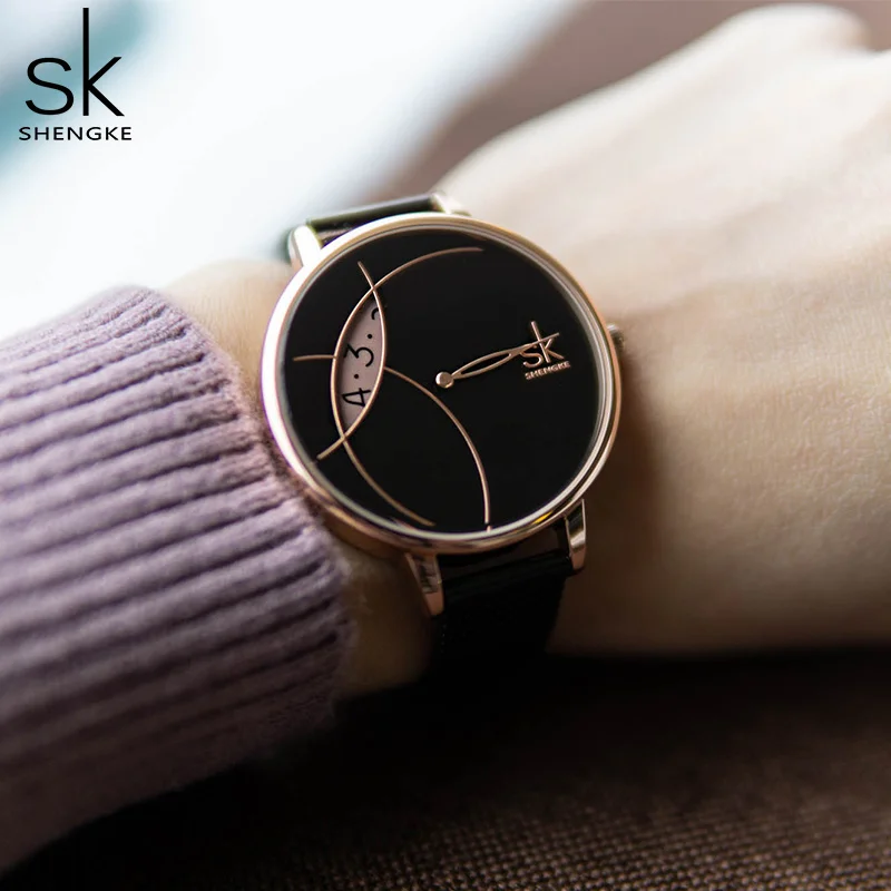 

Creative Fashion Watch Shengke Lady Casual Women Watches Stainless Steel Mesh Band Stylish Desgin Silver Quartz Watch for Female