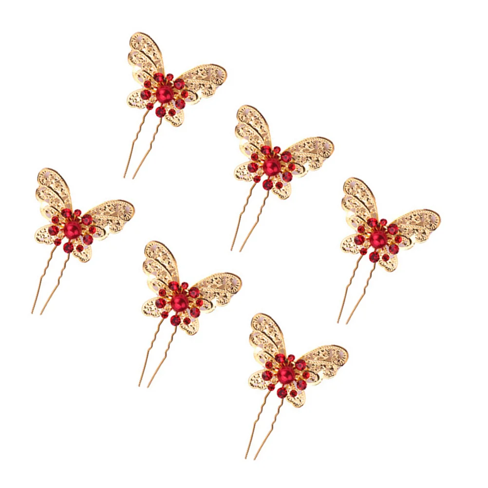 6 шт. золотые аксессуары для волос винтажные заколки со стразами палочки еды