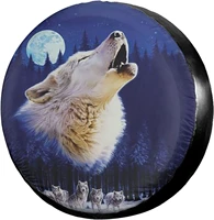 3d animal wolf moon spare tire cover polyester sunscreen waterproof wheel covers for jeep trailer rv suv truck many vehicles