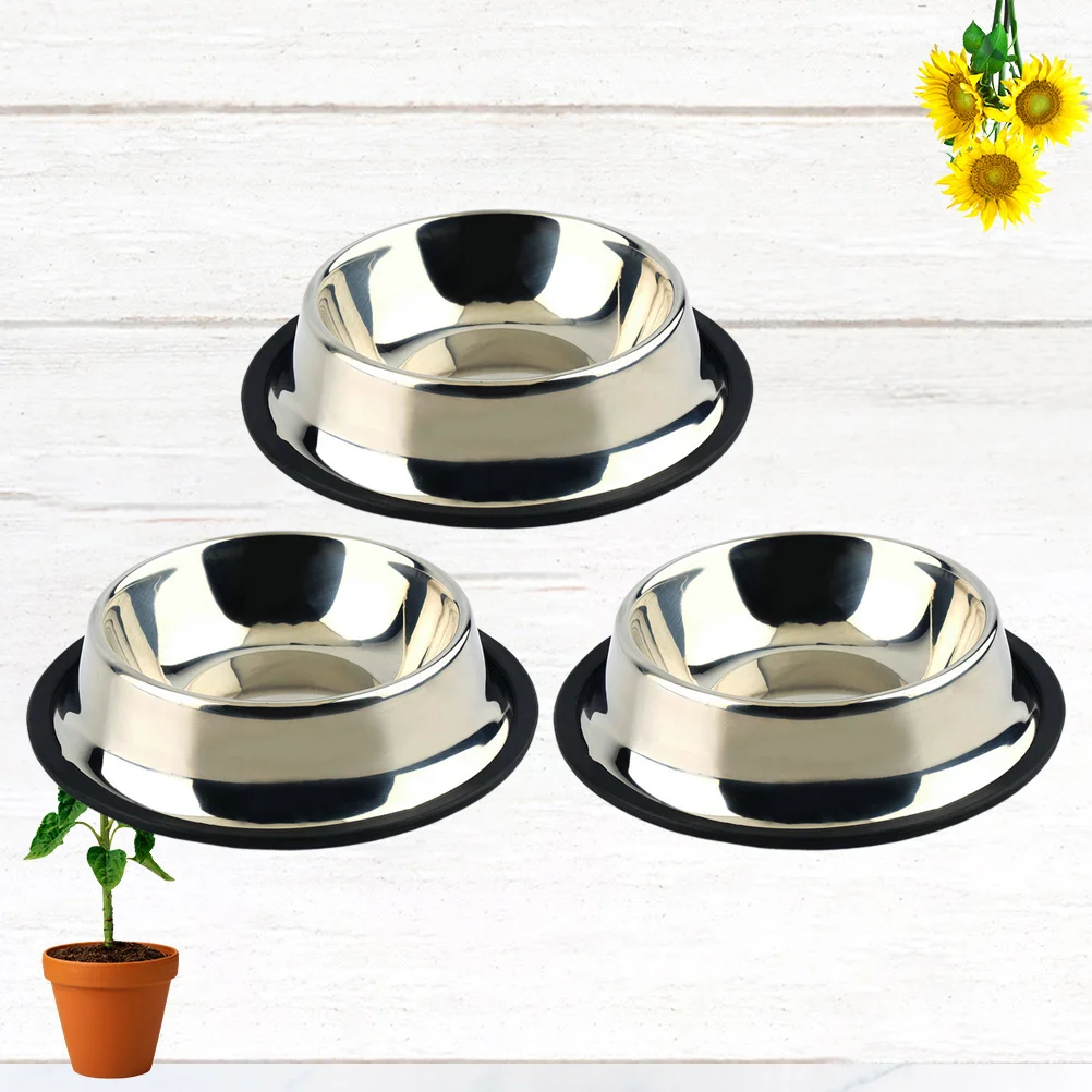 3 шт. противоскользящая миска для домашних животных из нержавеющей стали