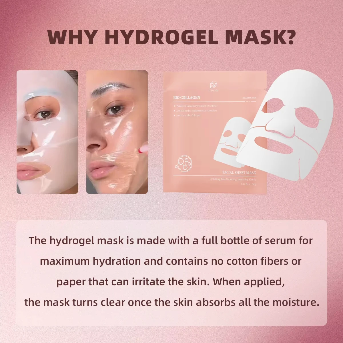 Фото Чувствительная успокаивающая питательная отбеливающая увлажняющая биоколлагеновая настоящая маска против морщин, увлажняющий крем, биоколлагеновая маска для лица №3