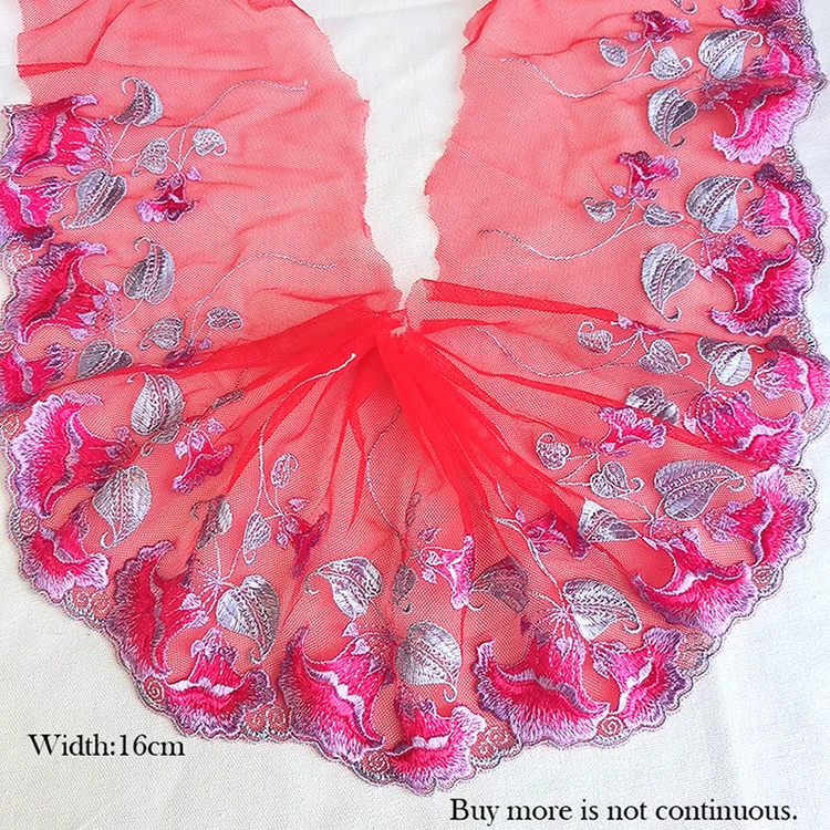 

3 Yards Red Mesh Embroidery Lace Ribbon Dress Decoration Garment Material Needlework Sewing Accessories 725