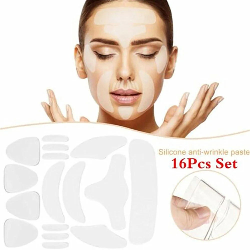 

16Pcs Reusable Silicone Anti-wrinkle Face Forehead Cheek Chin Sticker Face Eye Patches Wrinkle Removal Face Lifting Beauty Tools
