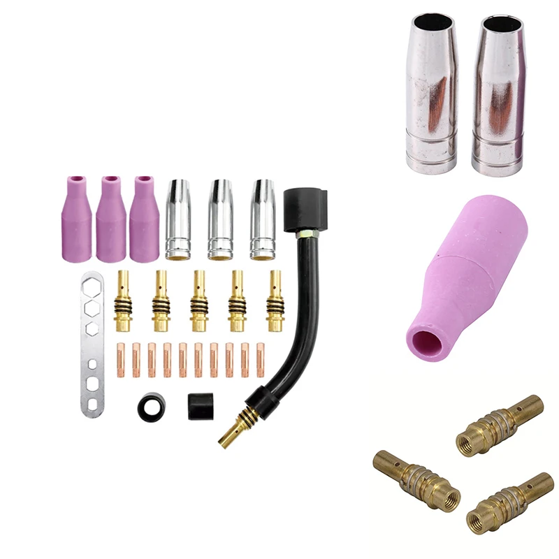 

Набор насадок для сварочного фонаря MIG MB15AK, комплект наконечников для горелки, контактные наконечники, керамические аксессуары, сварочный а...