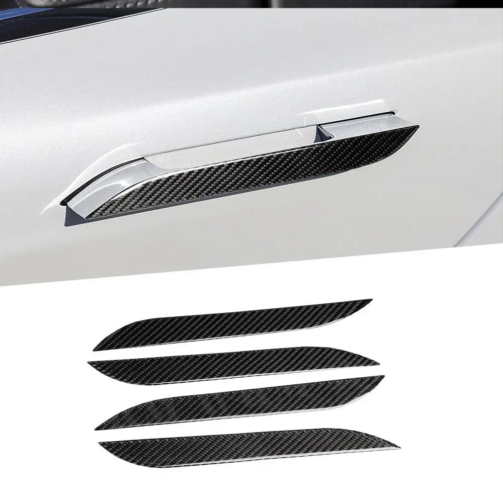 

Carbon Fiber Exterior Trims Car Door Handles Decorative Cover Stickers For Tesla Model S 2015-2019 Car Styling