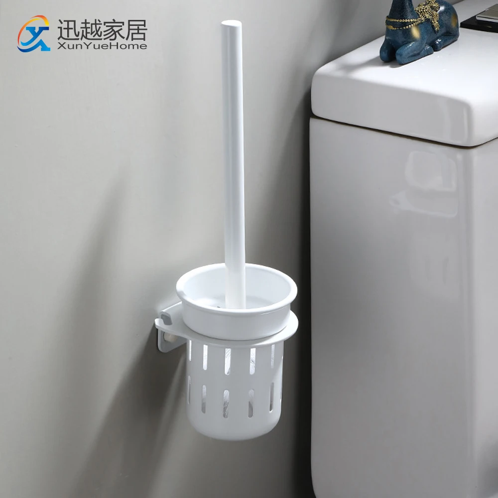 

Toliet Brush Holder With Cup Set Bath Shelf Organazer White Aluminum Wall Mounted Bowls Bathroom Accessories Cleaning Tools