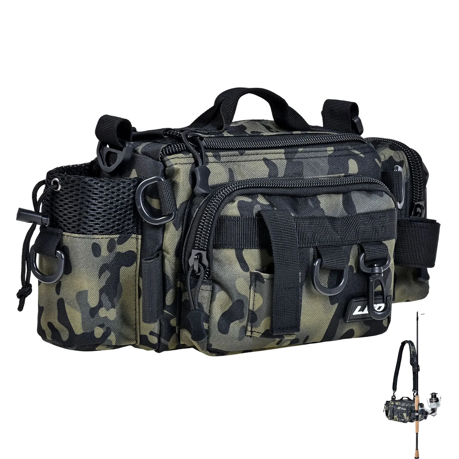 

Fishing Tackle Bag Single Shoulder Crossbody Bags Waist Pack Utility Storage Fishing Box Bag Outdoor Large Capacity Backpack