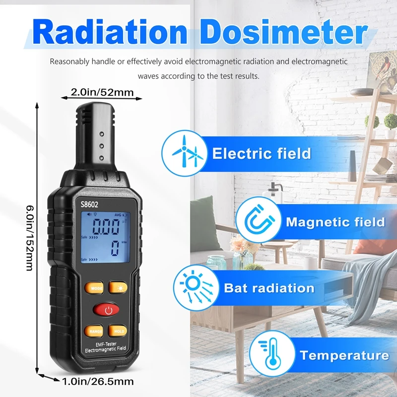3-In-1 Radiation Dosimeter Counter Geiger EMF Meter Automatic Alarm Real-Time Measure Detector Tester