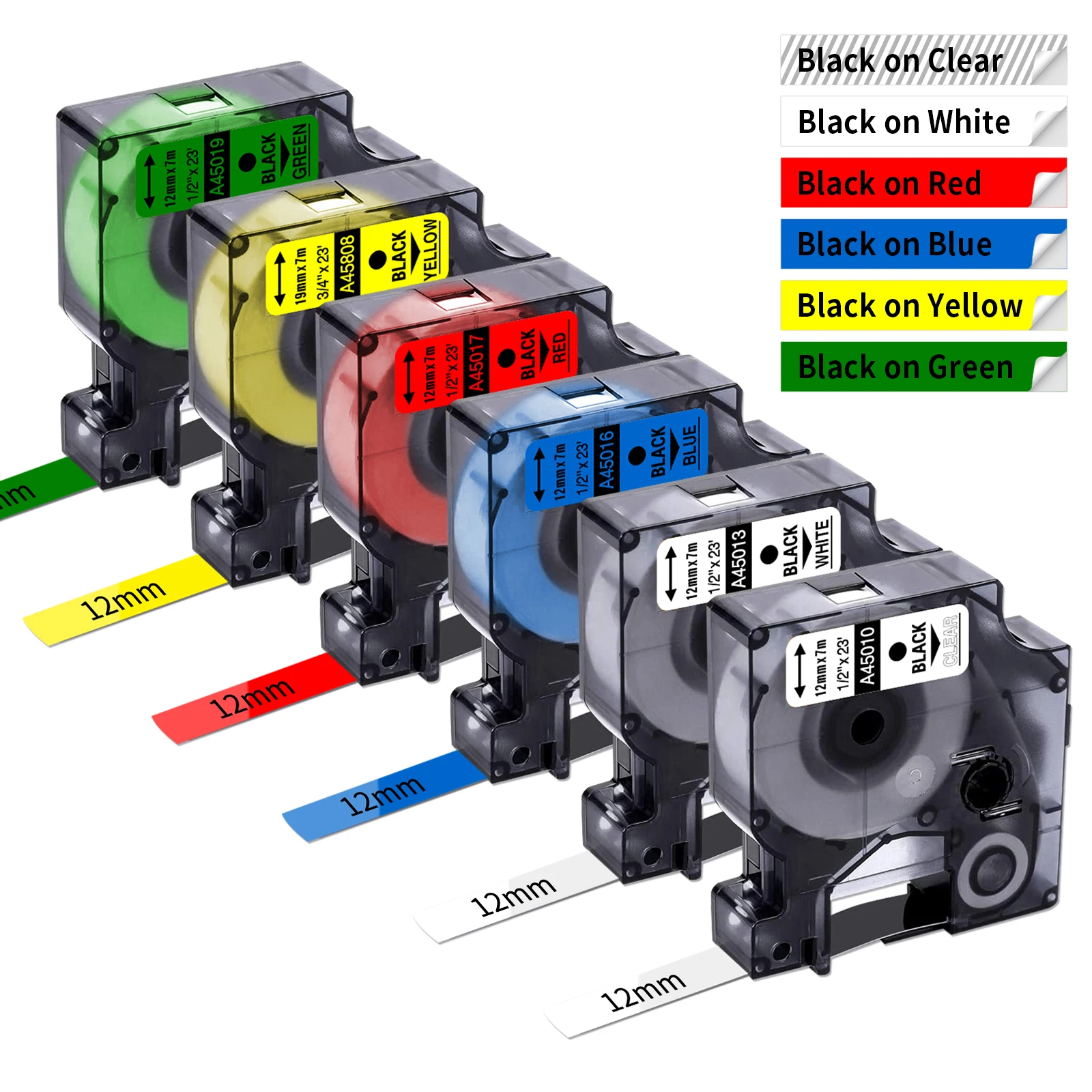 

45013 Label Tape For Dymo D1 45013 45018 45010 43613 40913 12mm Black/White For Dymo LabelManager 160 280 COLORPOP Label Maker