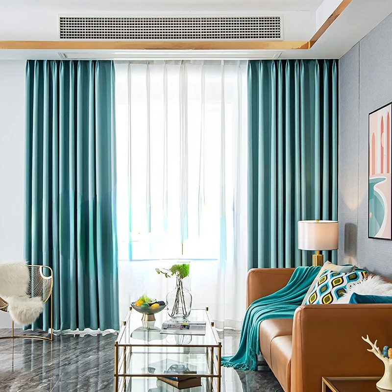 

Jacquard Solid Color Curtains Modern Simple Bedroom Blackout Curtains Fabric Curtains 1