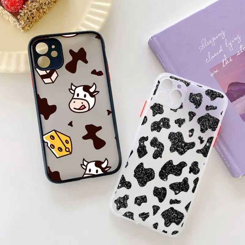 

Fashion Colorful Leopard Milk Cow Zebra Phone Case for iPhone X XR XS 7 8 Plus 11 12 13 pro MAX 13mini Translucent Matte Case