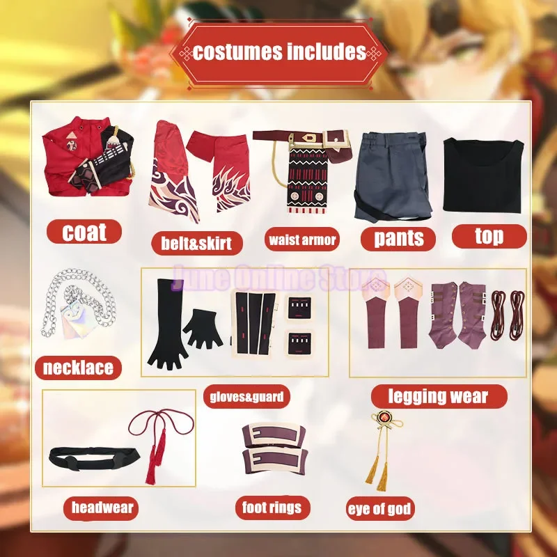 Костюм для косплея Genshin impact Thoma полный комплект костюмов роскошный женский парик