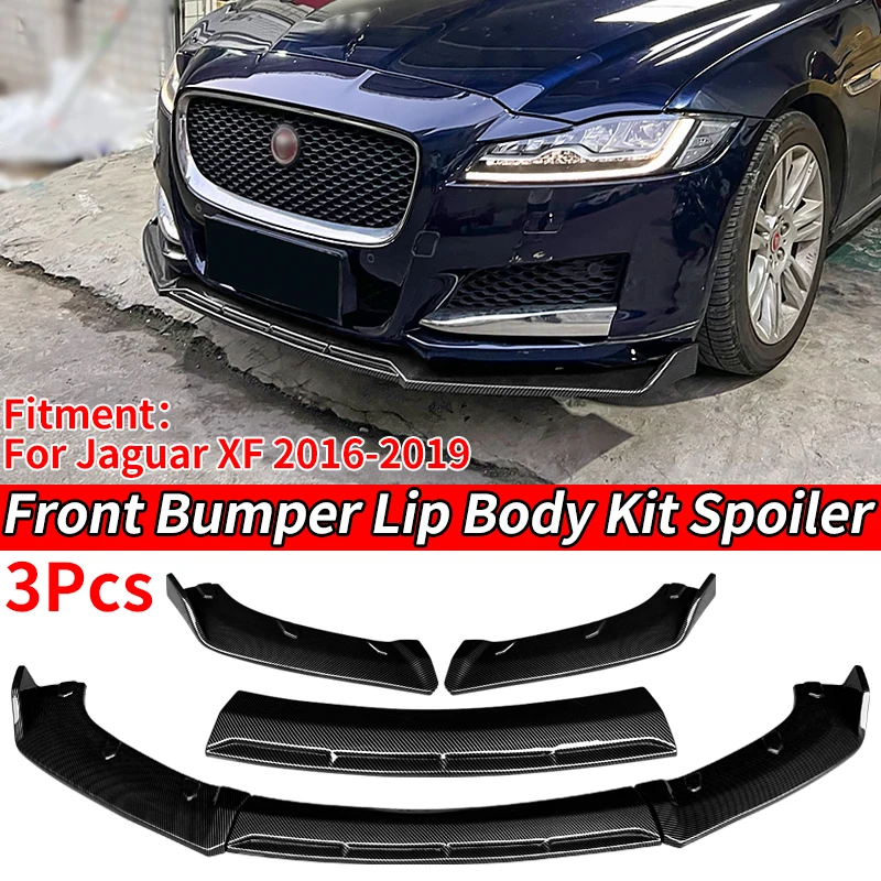 

High Quality Carbon Fiber Look ABS Material Front Bumper Chin Lip Body Kit Spoiler Accessories For Jaguar XF 2016 2017 2018 2019