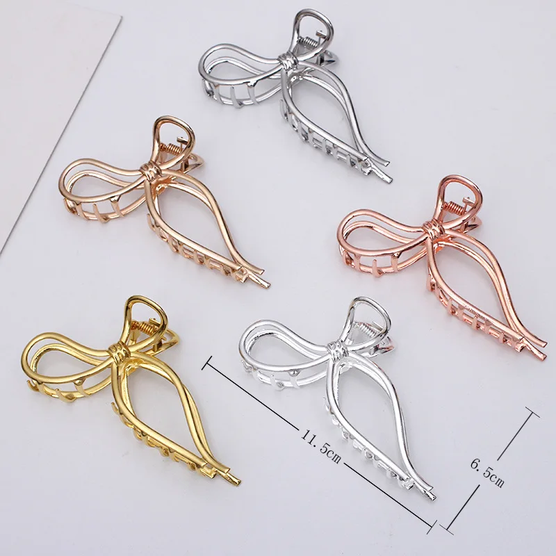 10 штук Золото / Серебро покрытие Бант Заколка Мода Женщина на задней части головы Клип Прическа с Прическа Пони.