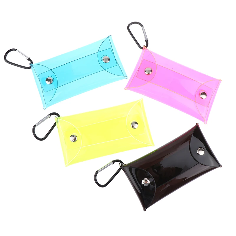 

1PC PVC Colorful Transparent Change Key Bag Lipstick Storage Bag Mini Card Bag Wallet Earphone Data Line Organizer With Hook