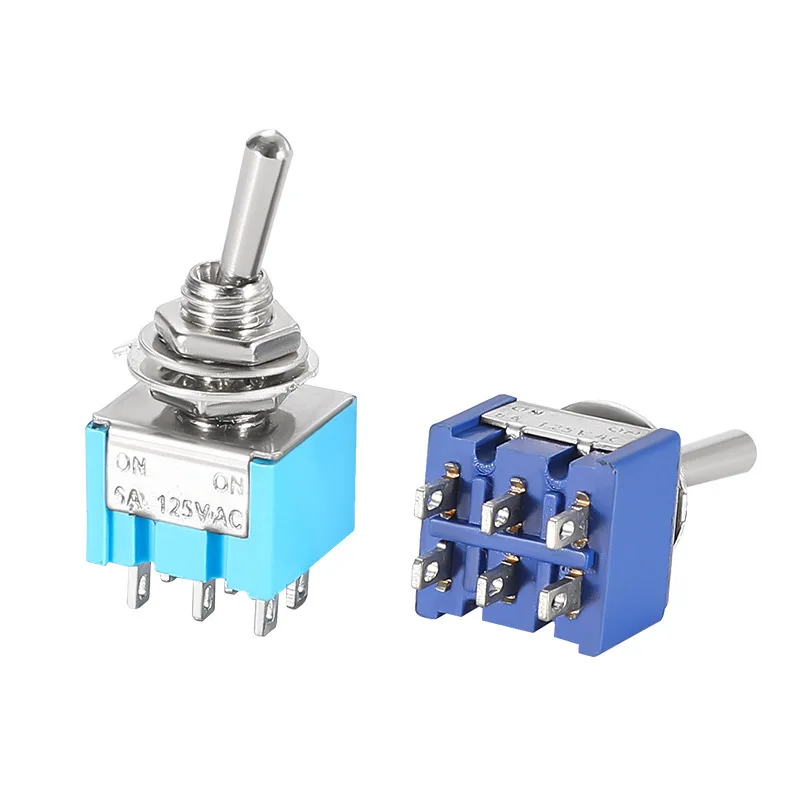 MTS-202 6A 125V AC 6-контактный вкл. Мини-переключатель Синяя кнопка