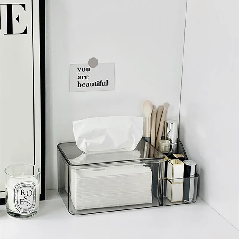 Makeup Brush Storage Box Creative 3 Grids Napkin Holder Sundry With Cosmetic Organizer