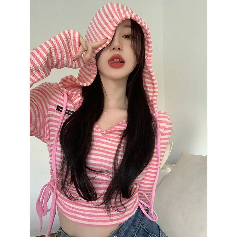 

Deeptown Y2k Hoodies Women Pink Harajuku Fashion Kpop Sweatshirts Cute Cropped Tops Korean Style Sexy Pullover Female Streetwear