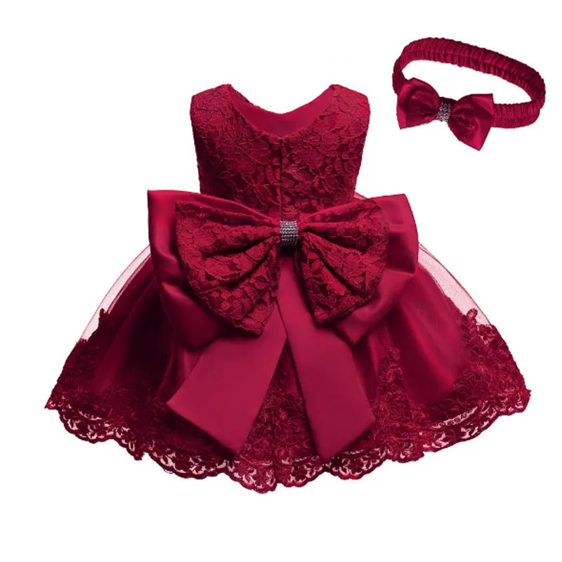 Elegant Baby Girls Dresses For Girls Toddler Girl Wedding Evening Party Sweet Dress Kids Ball Gown Birthday Xmas Bow Red Dress