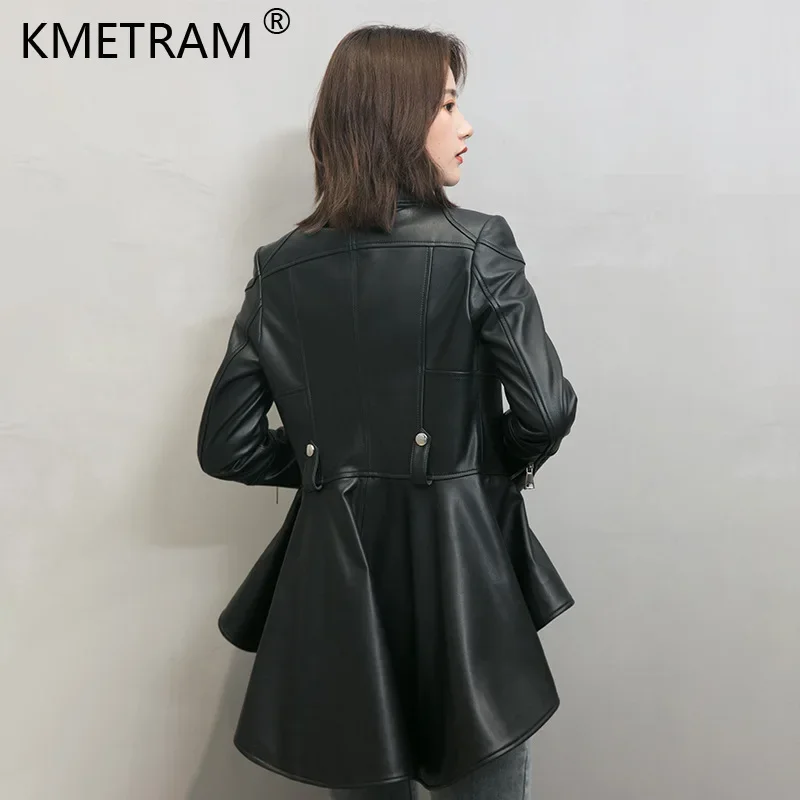 Фото Куртка из натуральной кожи, женские куртки из натуральной овчины, женские куртки 2024, корейское модное кожаное пальто с длинной спинкой, Jaqueta Couro Feminina №5