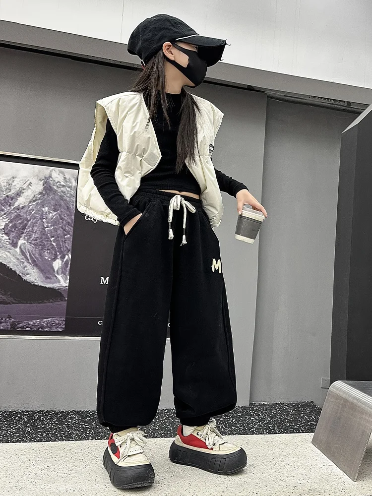 Женские утолщенные брюки на флисовой подкладке для детей старшего возраста