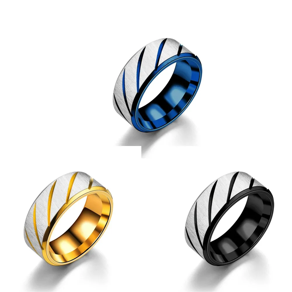 

Модные мужские кольца 8 мм, обручальные кольца со скошенной линией из нержавеющей стали для годовщины, кольца для мужчин, ювелирные изделия