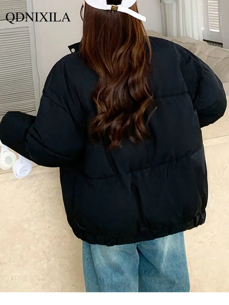 2022 Korean Fashion Winter Jacket Women, Loose BF Style Stand Collar Short Cotton And Thickened Demi-Season Jacket For Women