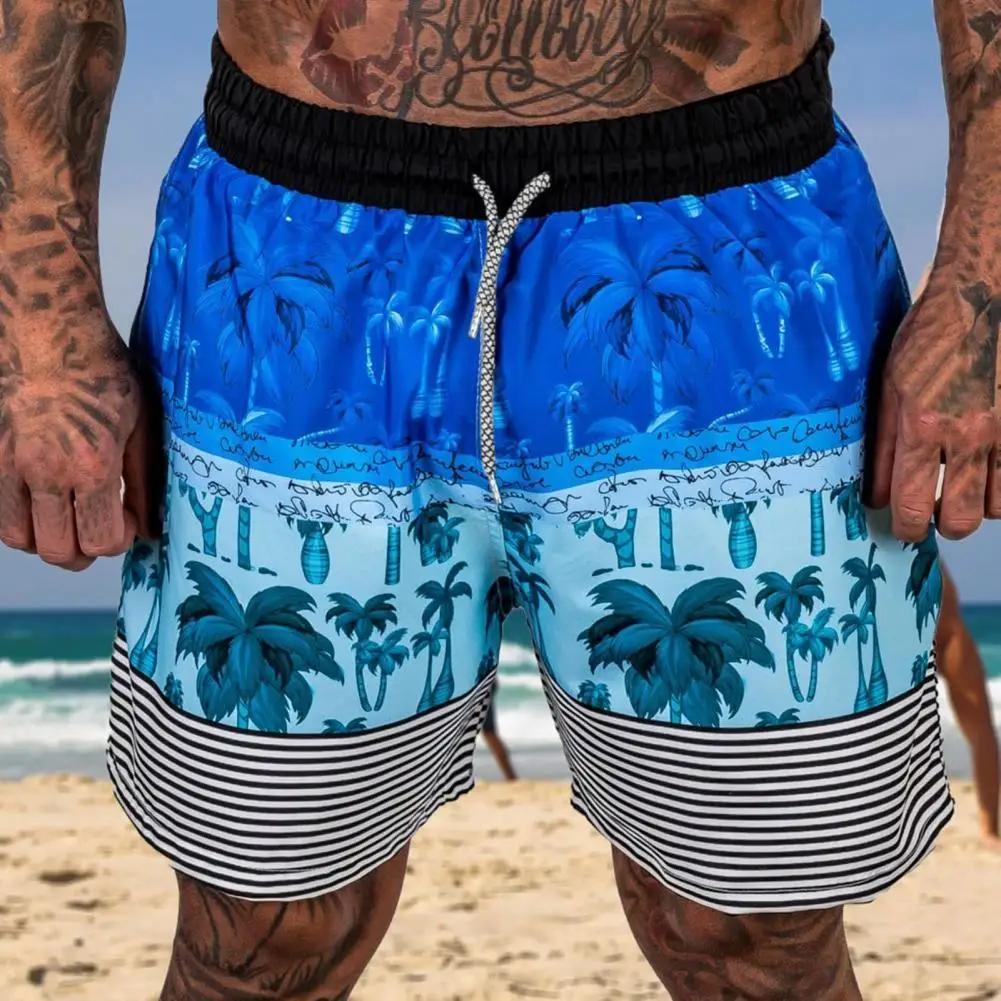 

Chic Summer Pants Stripe Drawstring Summer Shorts Breathable Men Shorts