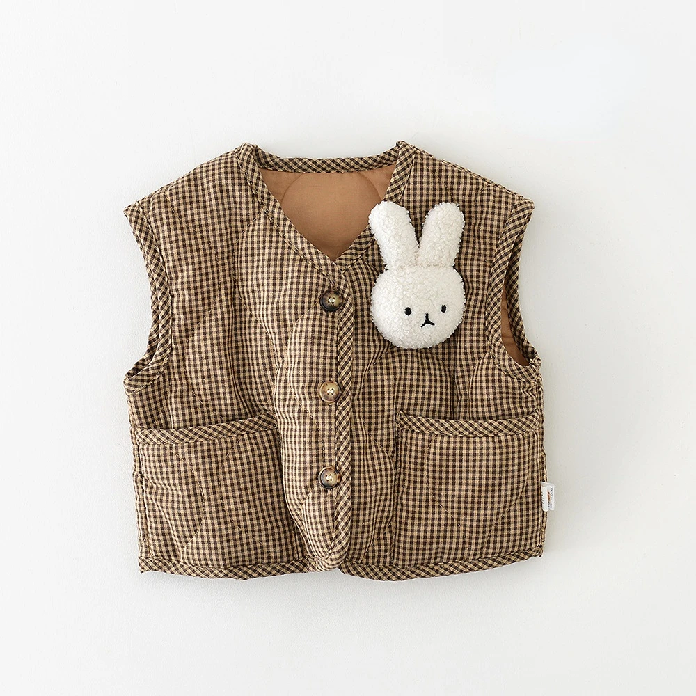 

Korean Winter Newborn Baby Cotton-padded Vest Plaid Warm Sleeveless Coats Infants Clothes Toddlers Kids Waistcoats