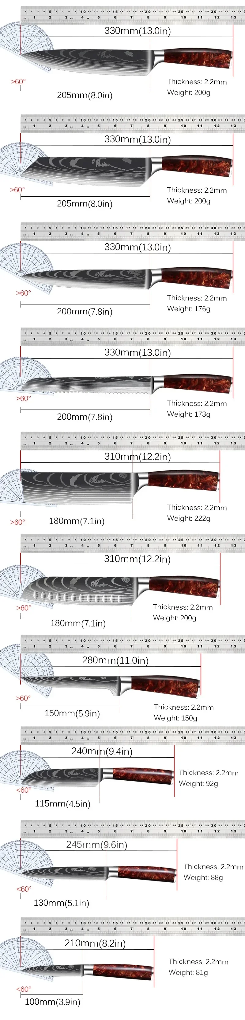 Набор профессиональных японских ножей шеф-повара кухонные резцы из