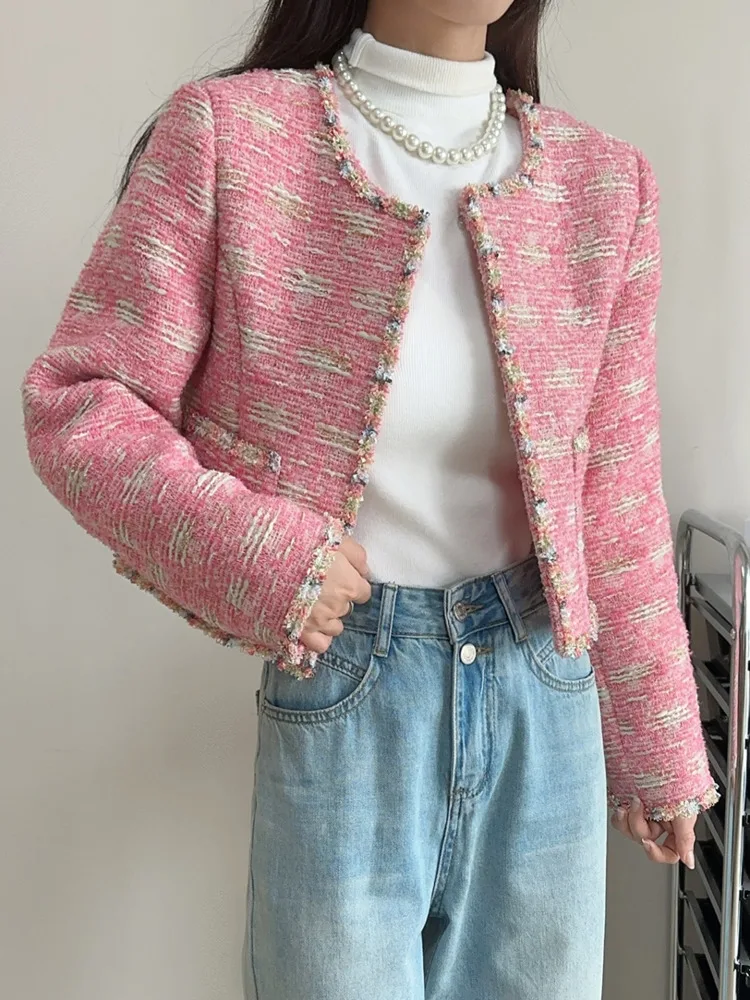 Женская твидовая куртка роскошная маленькая во французском стиле милые короткие