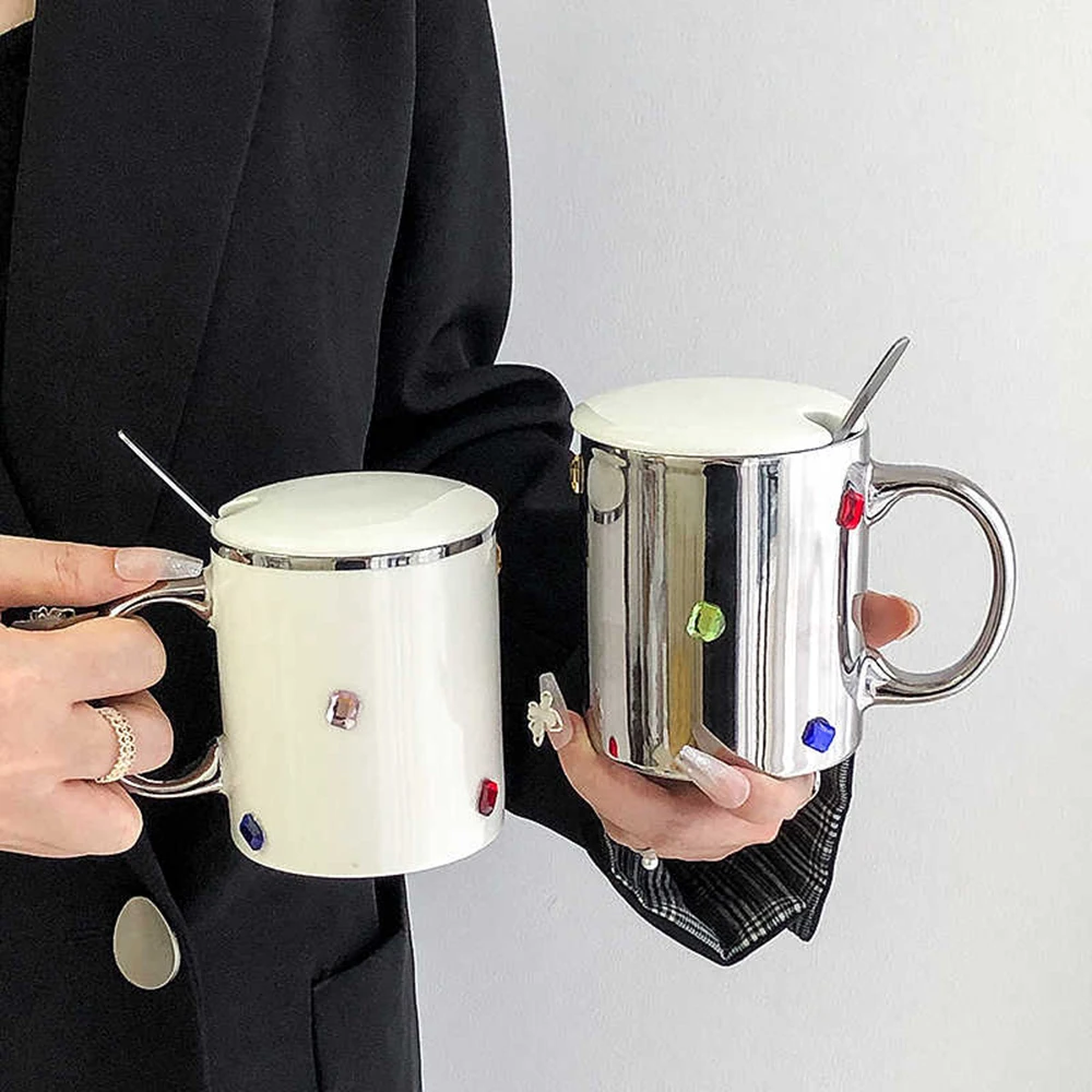 350 мл креативная керамическая кружка с инкрустацией бриллиантами и